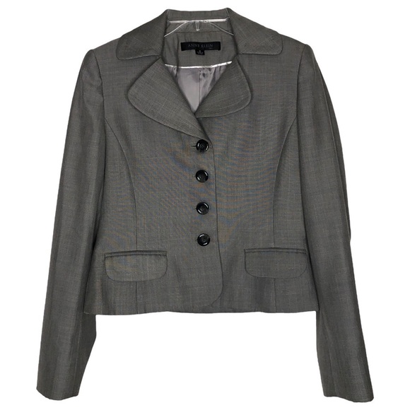 New - ANNE KLEIN Suit - Gray Button Front Waist Length Blazer w/ Pockets Size 0 - Picture 1 of 4